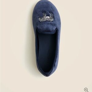 J. Crew Kids Blue Slippers with Zebra Embroidery